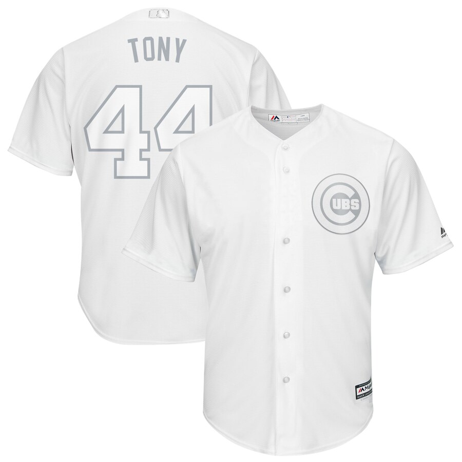 Men's Chicago Cubs #44 Anthony Rizzo "Tony" Majestic White 2019 Players' Weekend Replica Player Stitched MLB Jersey